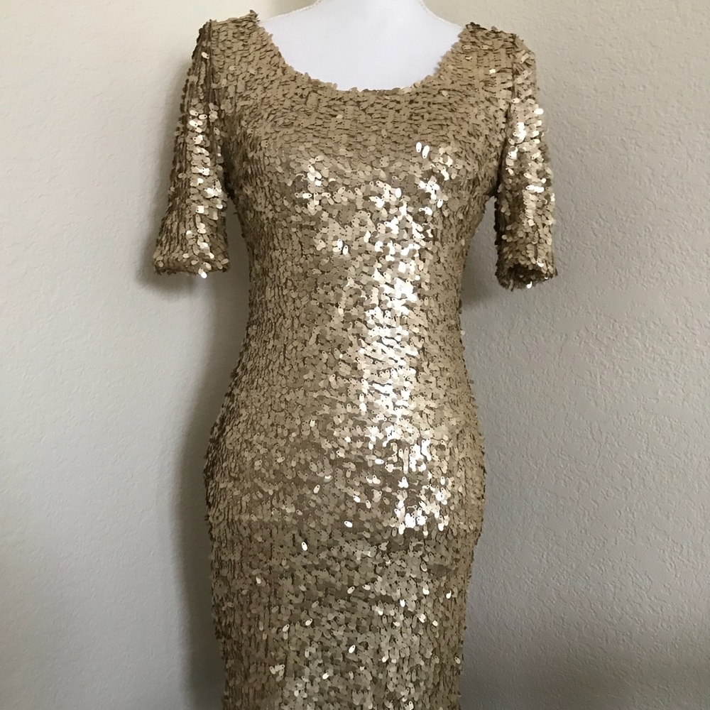 Gold Paillette dress.